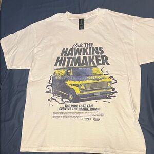 Netflix Stranger Things “Call The Hawkins Hitmaker” White Graphic T-Shirt